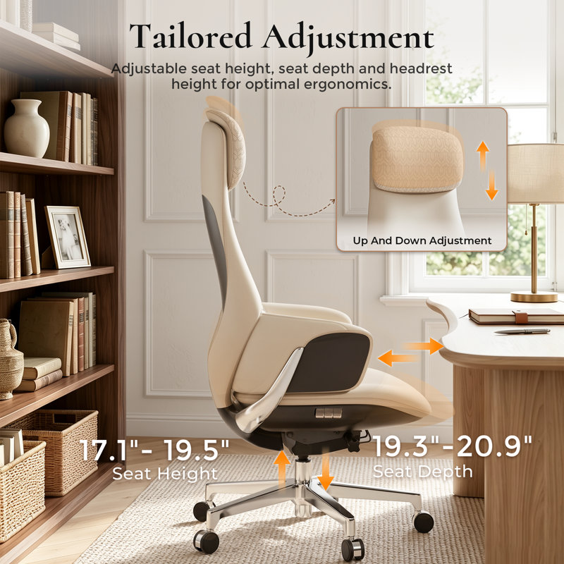 Red Barrel Studio® Top-Grain Genuine Leather Executive Chair
